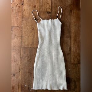 Alexander Wang Beaded White Cotton Rib Mini Dress